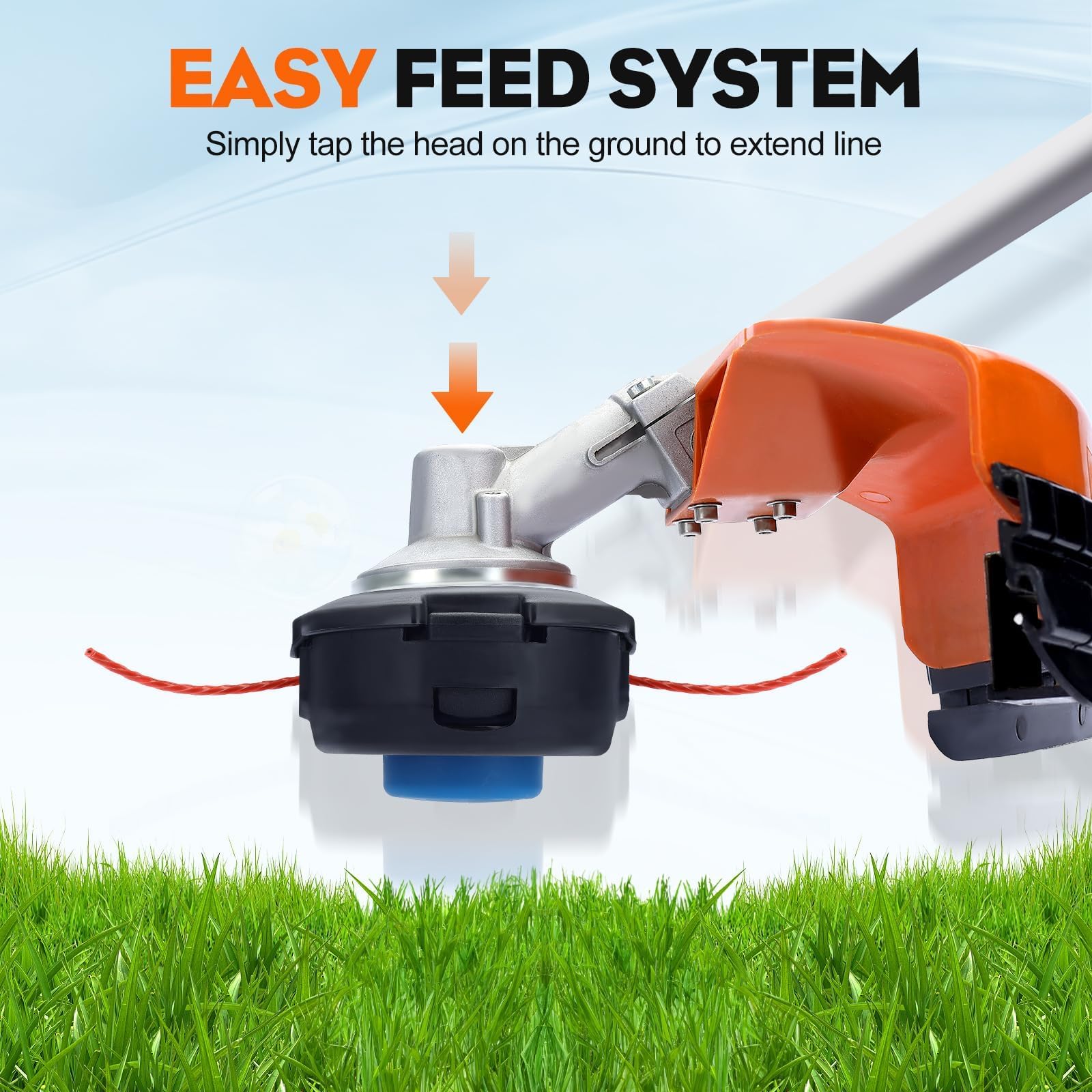 Close-up of Hipa T35 Trimmer Head with pre-loaded trimmer line