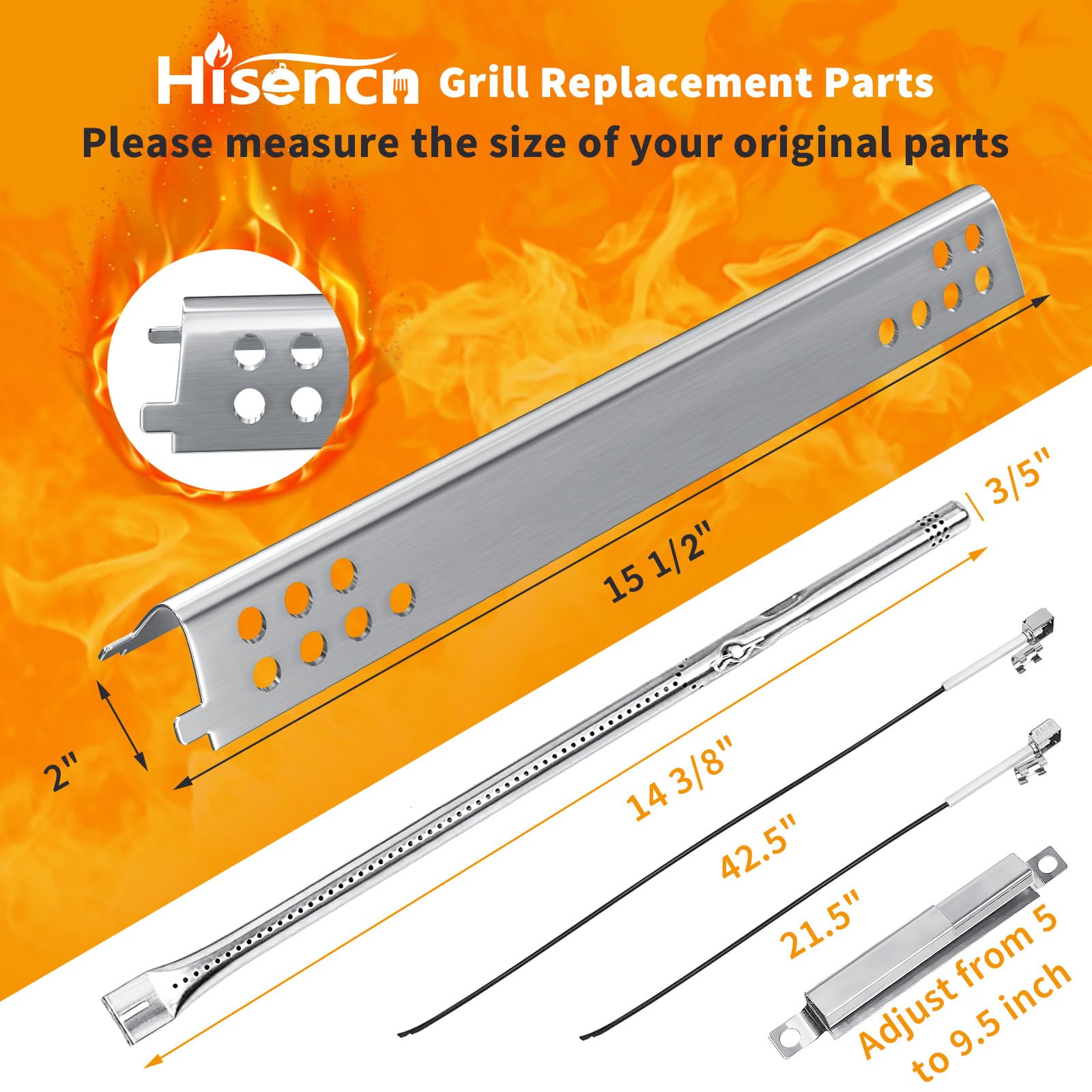 Close-up of Hisencn stainless steel grill burner