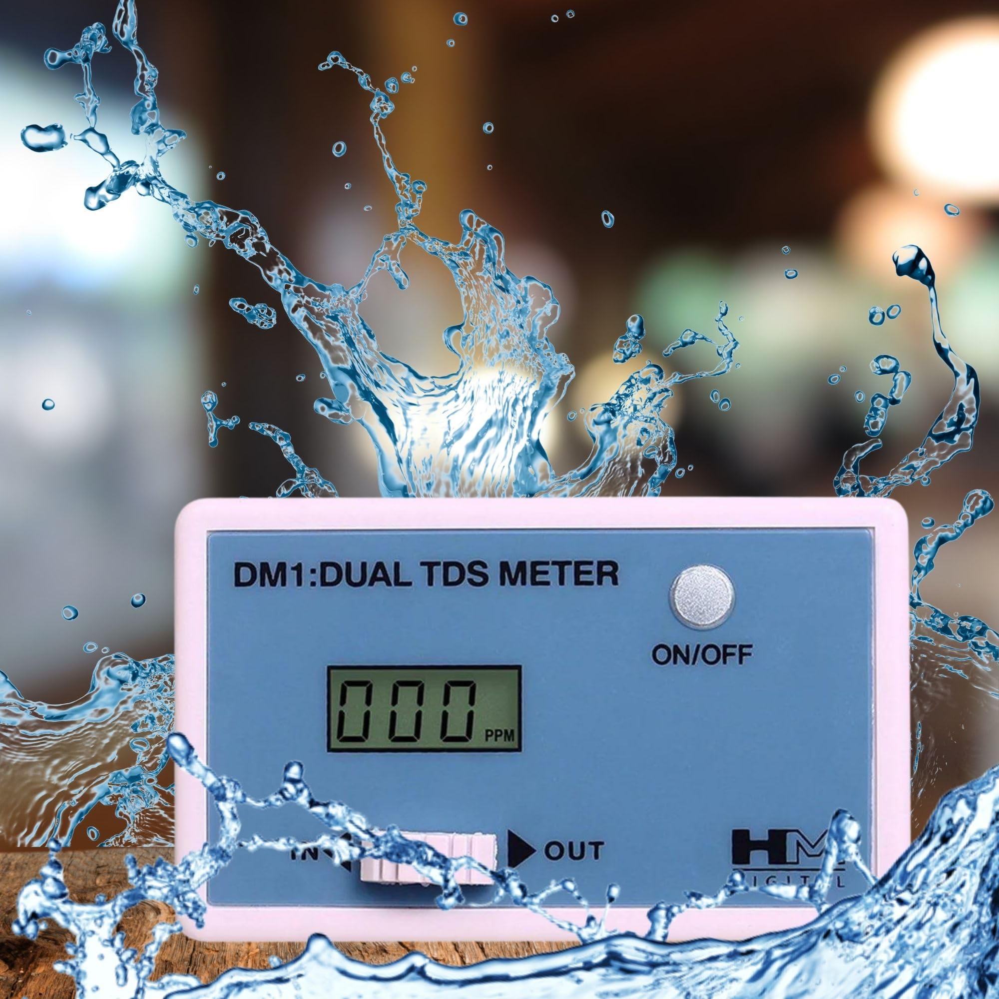 Close-up of HM Digital DM-1 TDS Monitor sensors