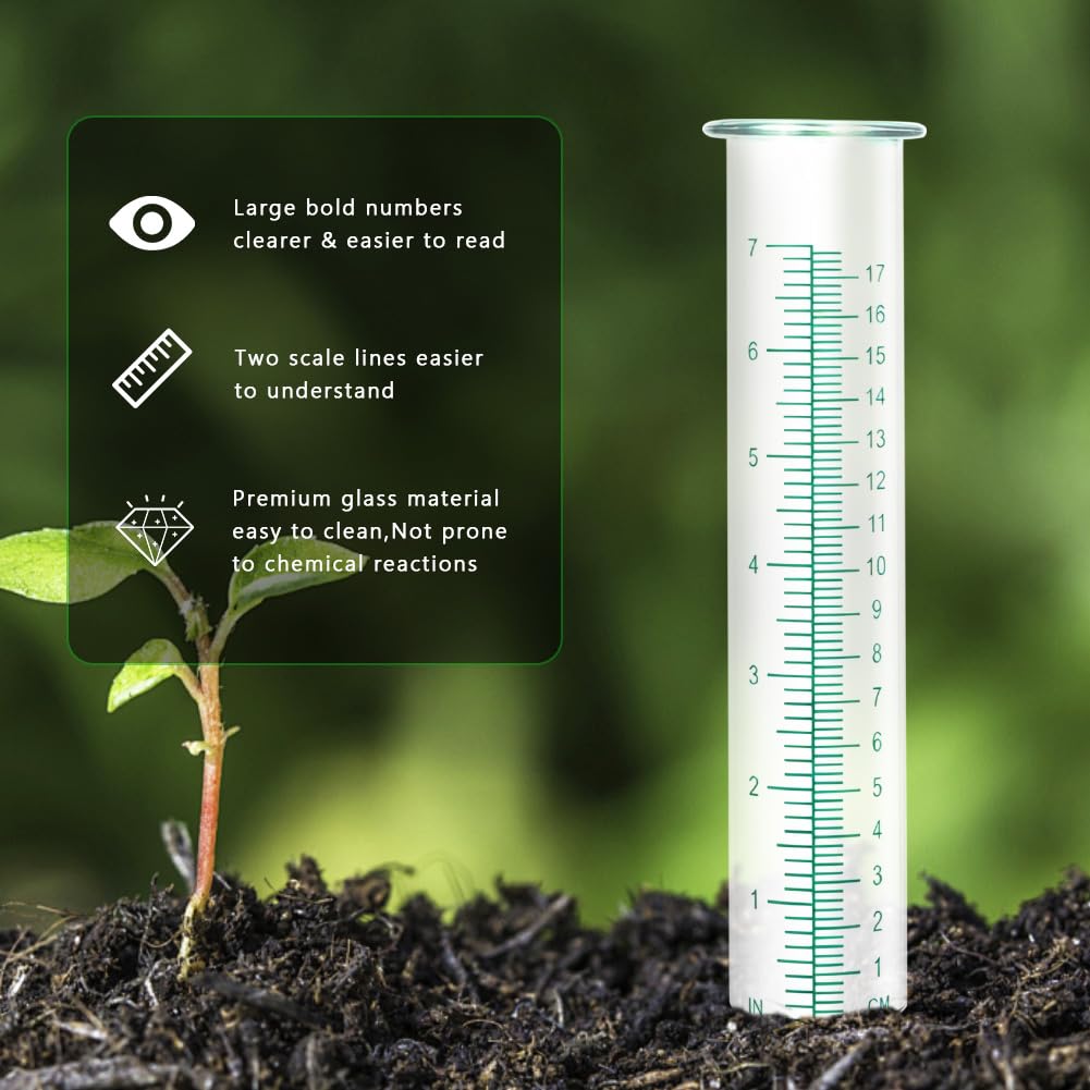 Close-up of HOBYLUBY rain gauge tube scale