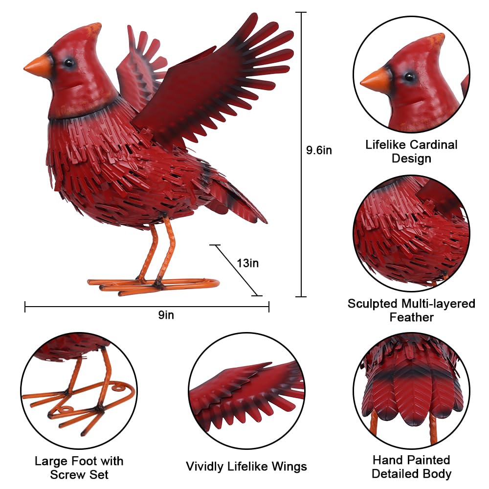 Close-up of hogardeck Cardinal Garden Decor's bright red finish