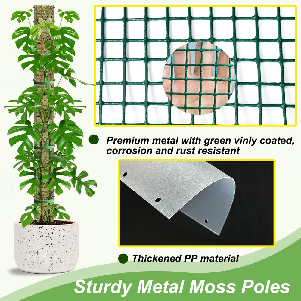 Close-up of HOLANHING moss pole showing metal mesh construction