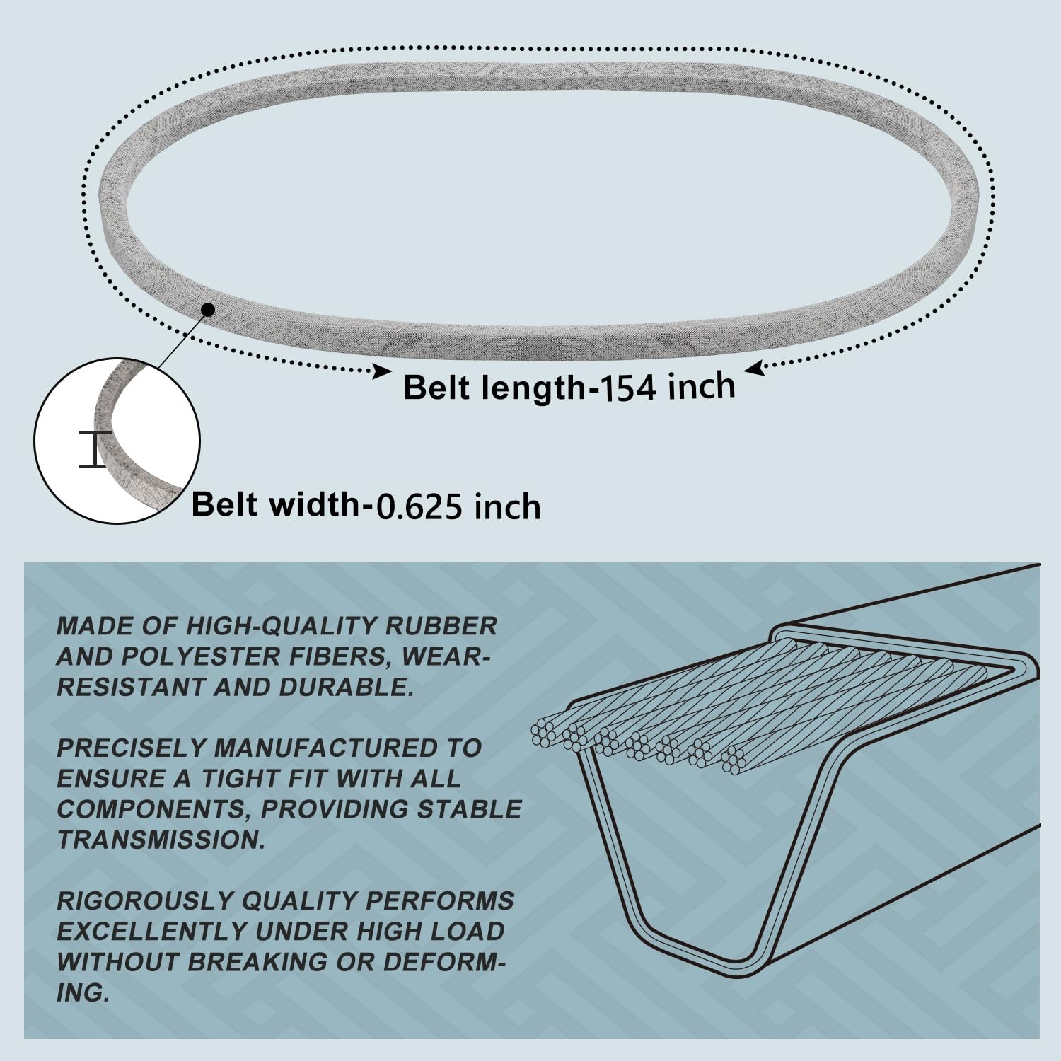 Close-up of Holdly Deck Belt 5/8 x 154'' Kevlar material