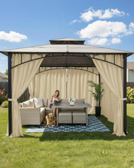Close-up of HolidayIdeas outdoor curtain rod pocket design
