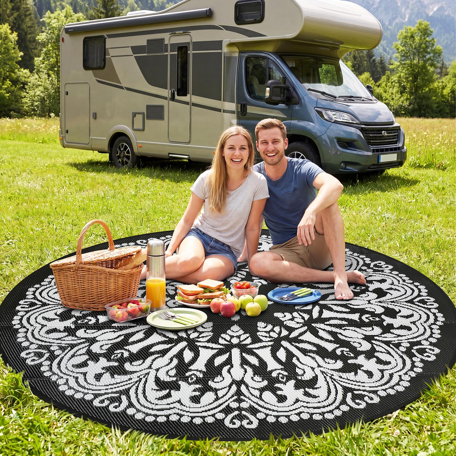 Close-up of Homcomoda outdoor rug's heat- edge
