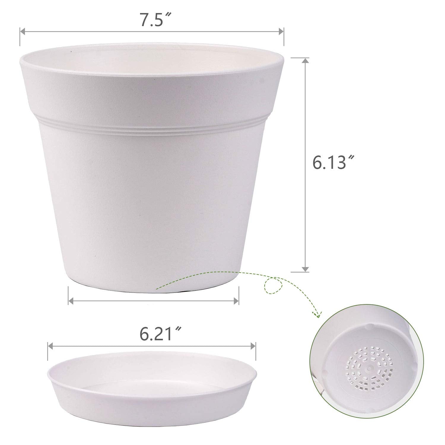 close-up of homenote plastic flower pot drainage holes