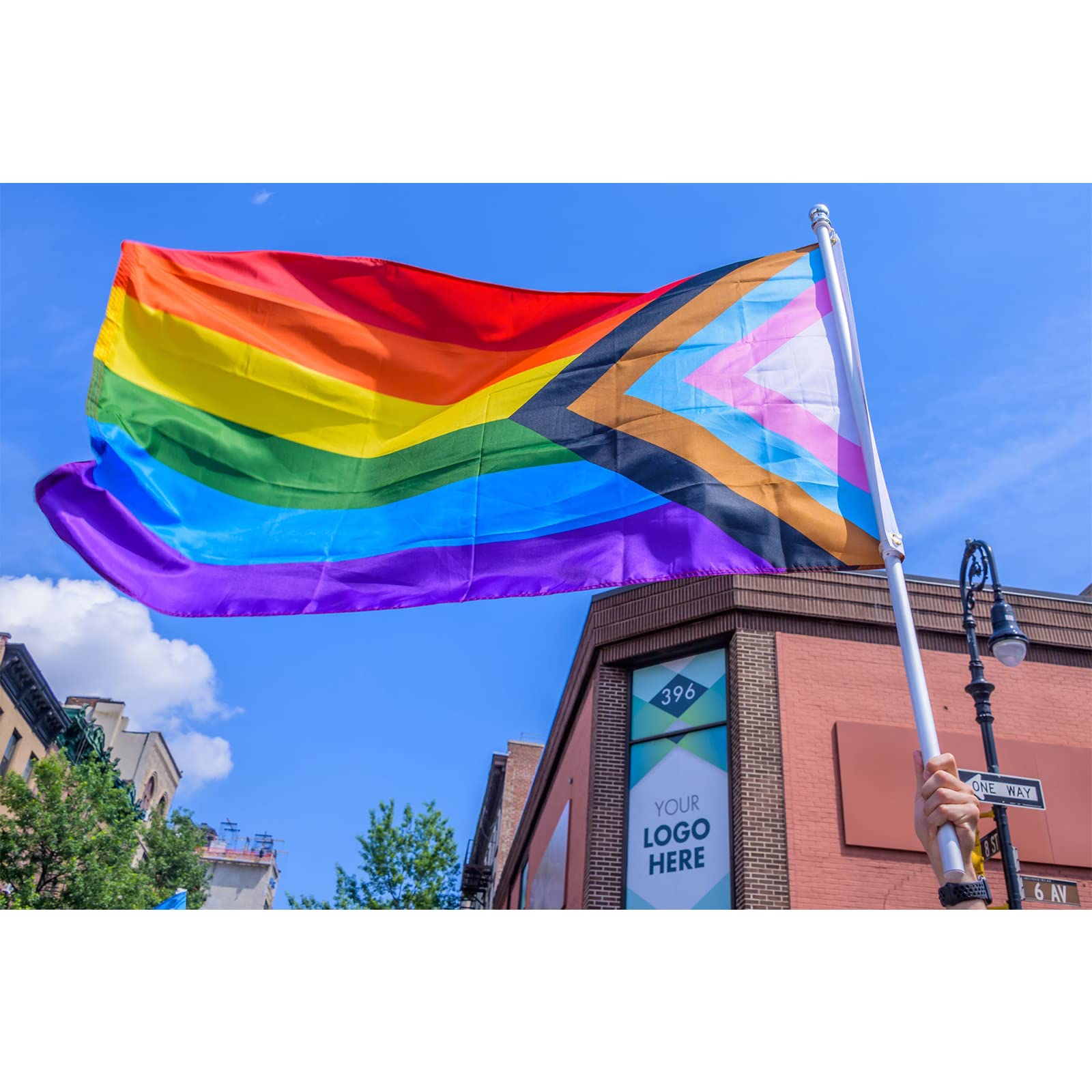 Close-up of Homissor Progress Pride Flag grommet