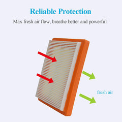 Close-up of HOODELL air filter dimensions