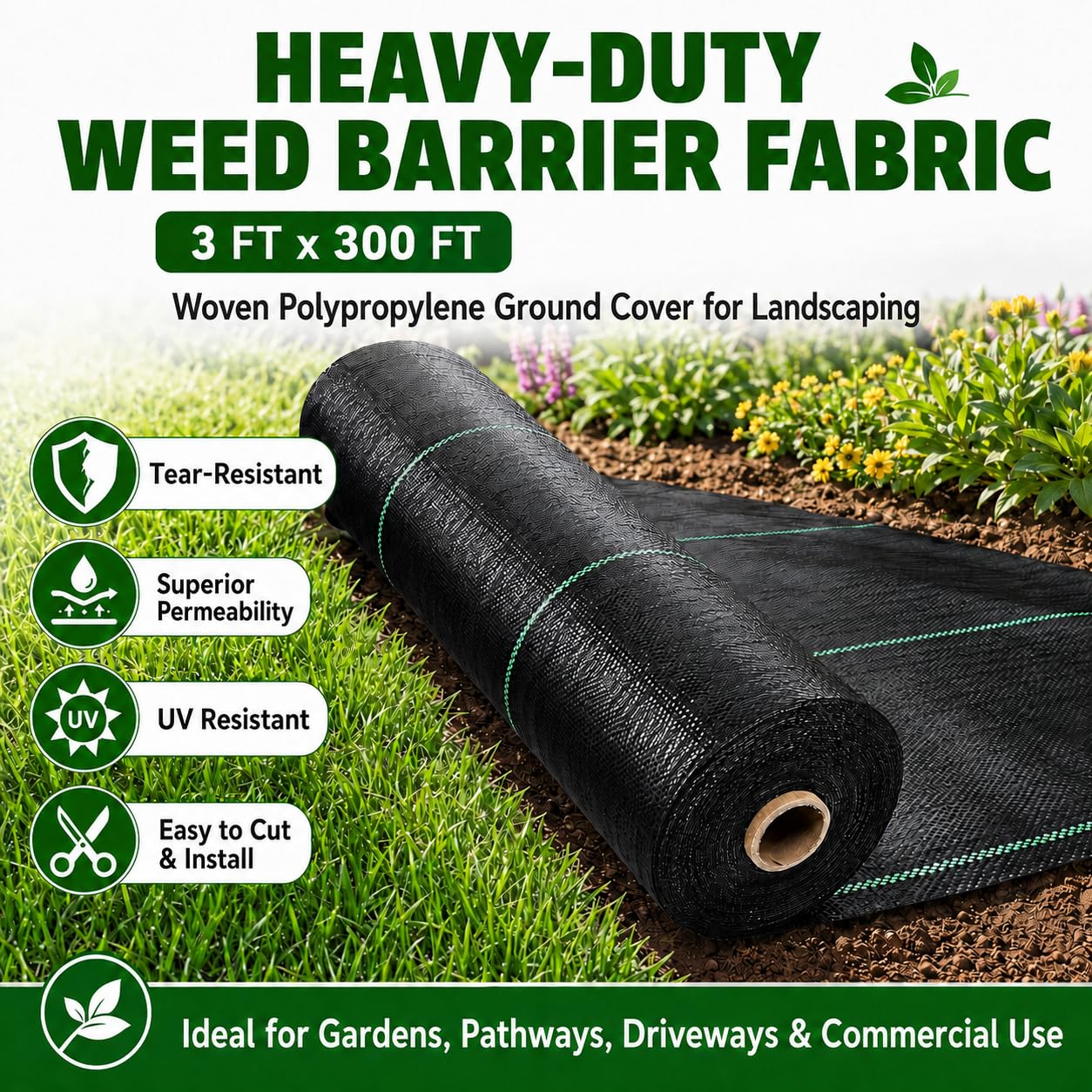 Close-up of HOOPLE Heavy-Duty Weed Barrier Fabric texture