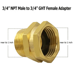 Close-up of Hooshing brass garden hose adapter with washers