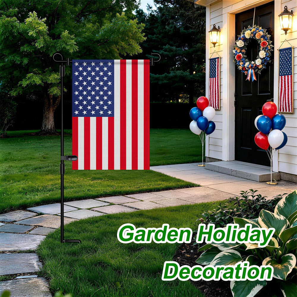 Close-up of HOOSUN flag clip securing a garden flag