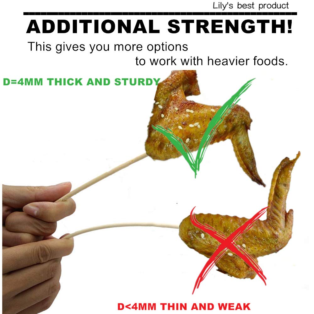 Close-up of HOPELF bamboo skewers with pointed tips