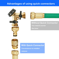 Close-up of Hourleey solid brass hose connectors