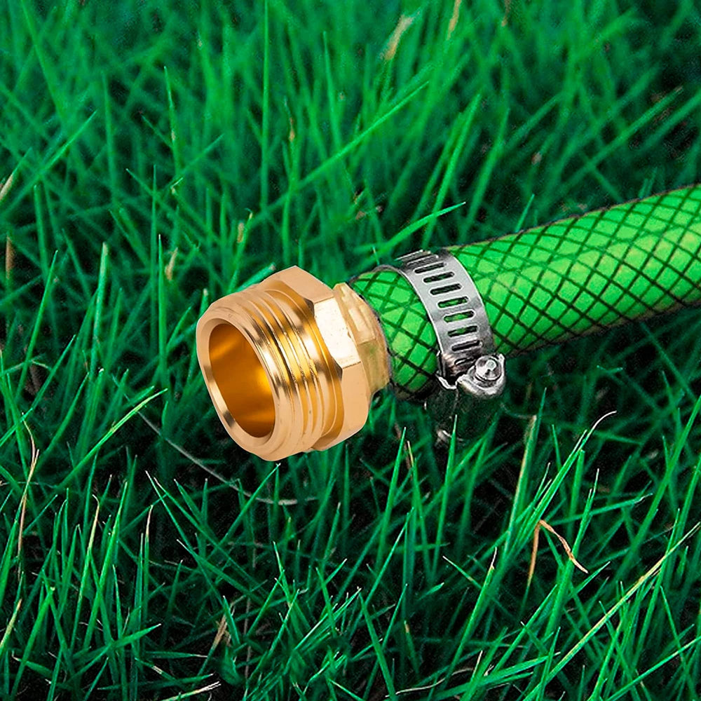 Close-up of Hourleey stainless steel clamps for garden hose repair