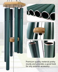 Close-up of Howarmer wind chime tubes and wooden top