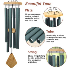 Close-up of Howarmer wind chime wood top and hanging cord