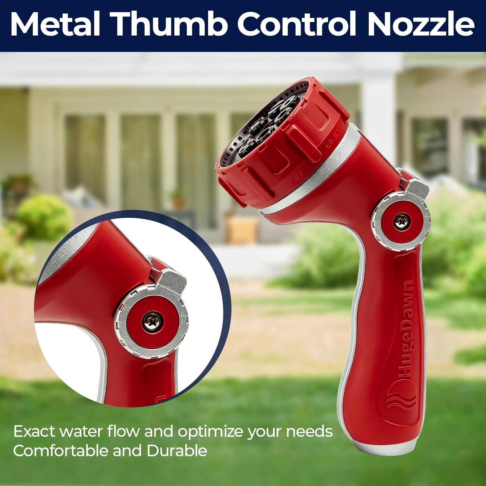 Close-up of HugeDawn Hose Nozzle thumb-control lever
