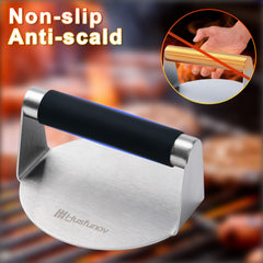 Close-up of Husfunov burger press flat surface
