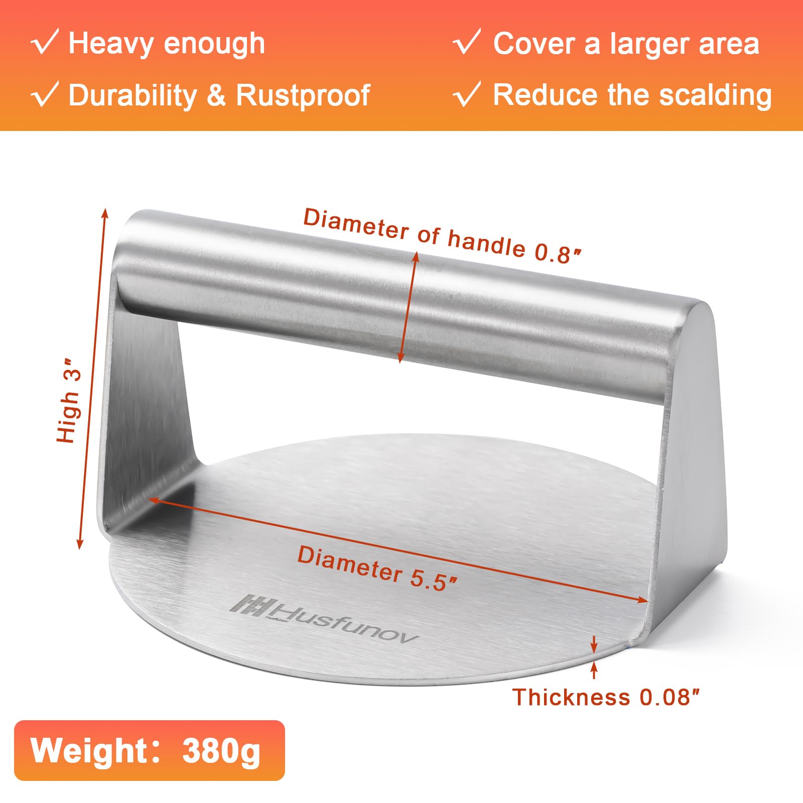 Close-up of Husfunov Burger Press handle