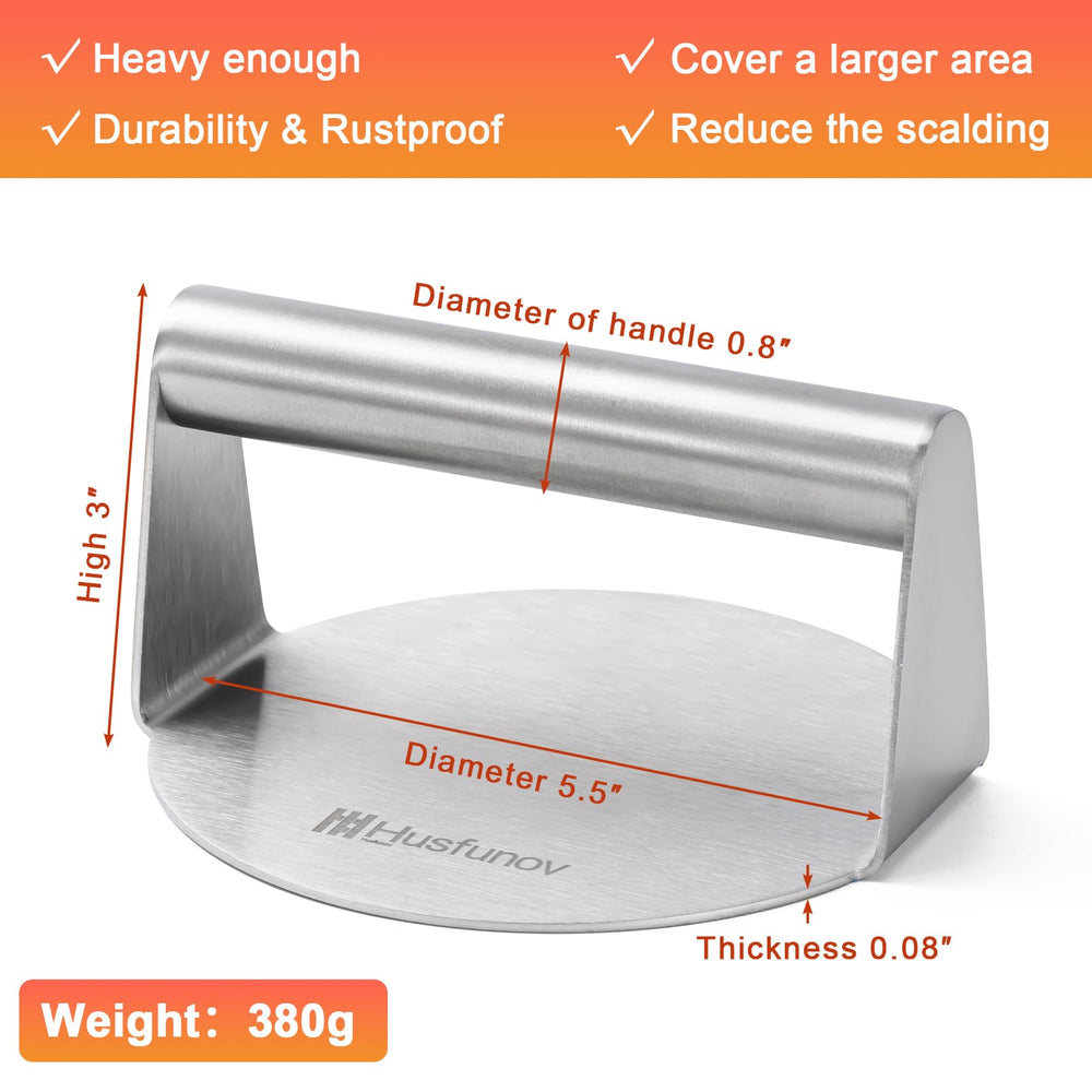 Close-up of Husfunov Burger Press handle