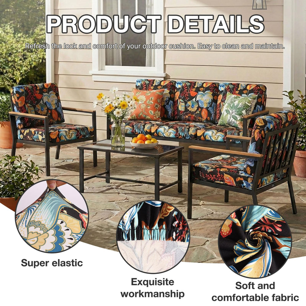Close-up of hyha floral cushion cover fabric texture