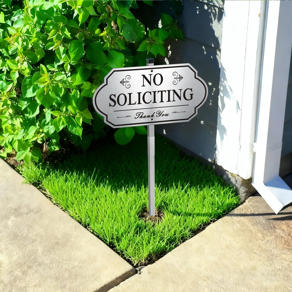 Close-up of i-CowFun No Soliciting Sign showing bold lettering