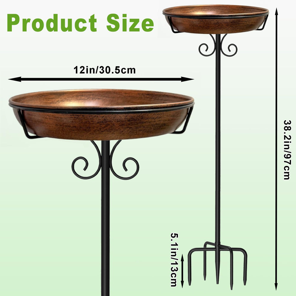 Close-up of iCHKED bird bath bowl and vintage bronze finish