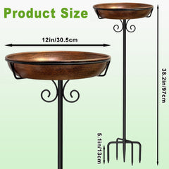 Close-up of iCHKED bird bath bowl and vintage bronze finish