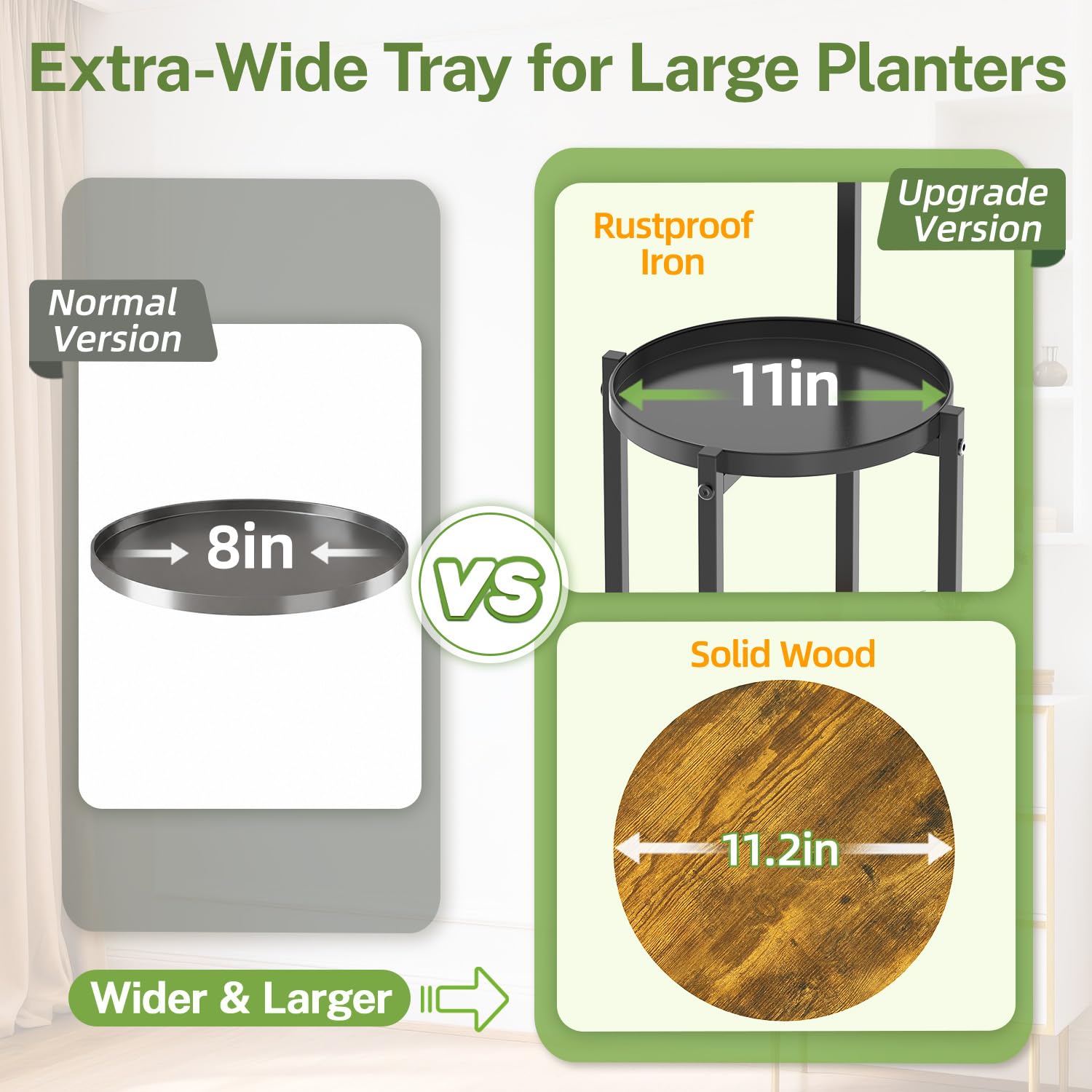 Close-up of iDavosic.ly 2 Tier Hanging Plant Stand showing tray size