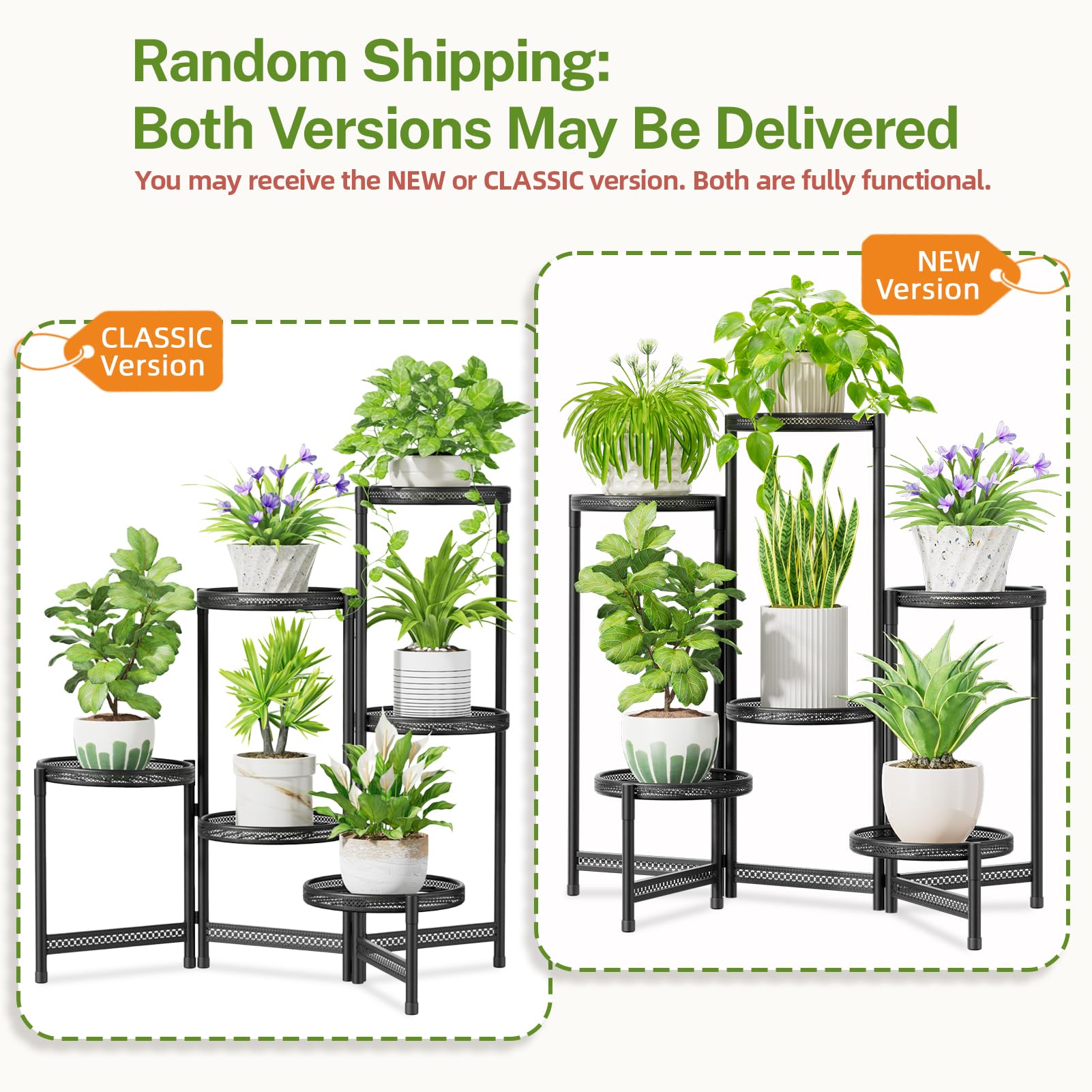 Close-up of iDavosic.ly 6 Tier Plant Stand showing black iron finish