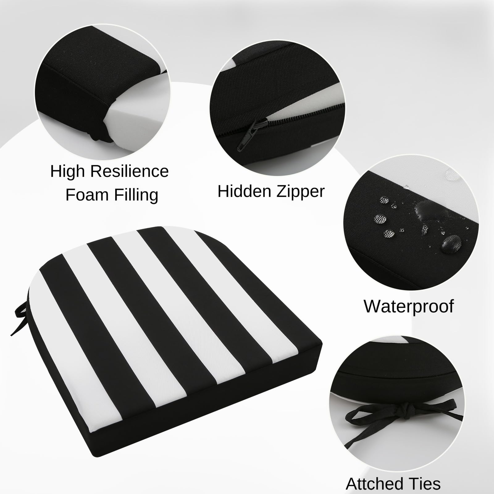 Close-up of idee-home Outdoor Chair Cushion, showing hidden zipper