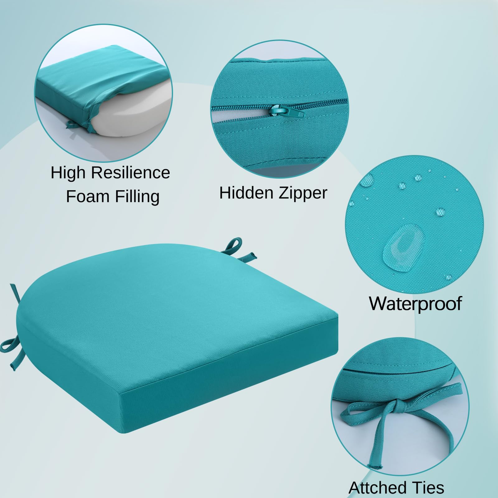 close-up of idee-home outdoor cushion with hidden zipper