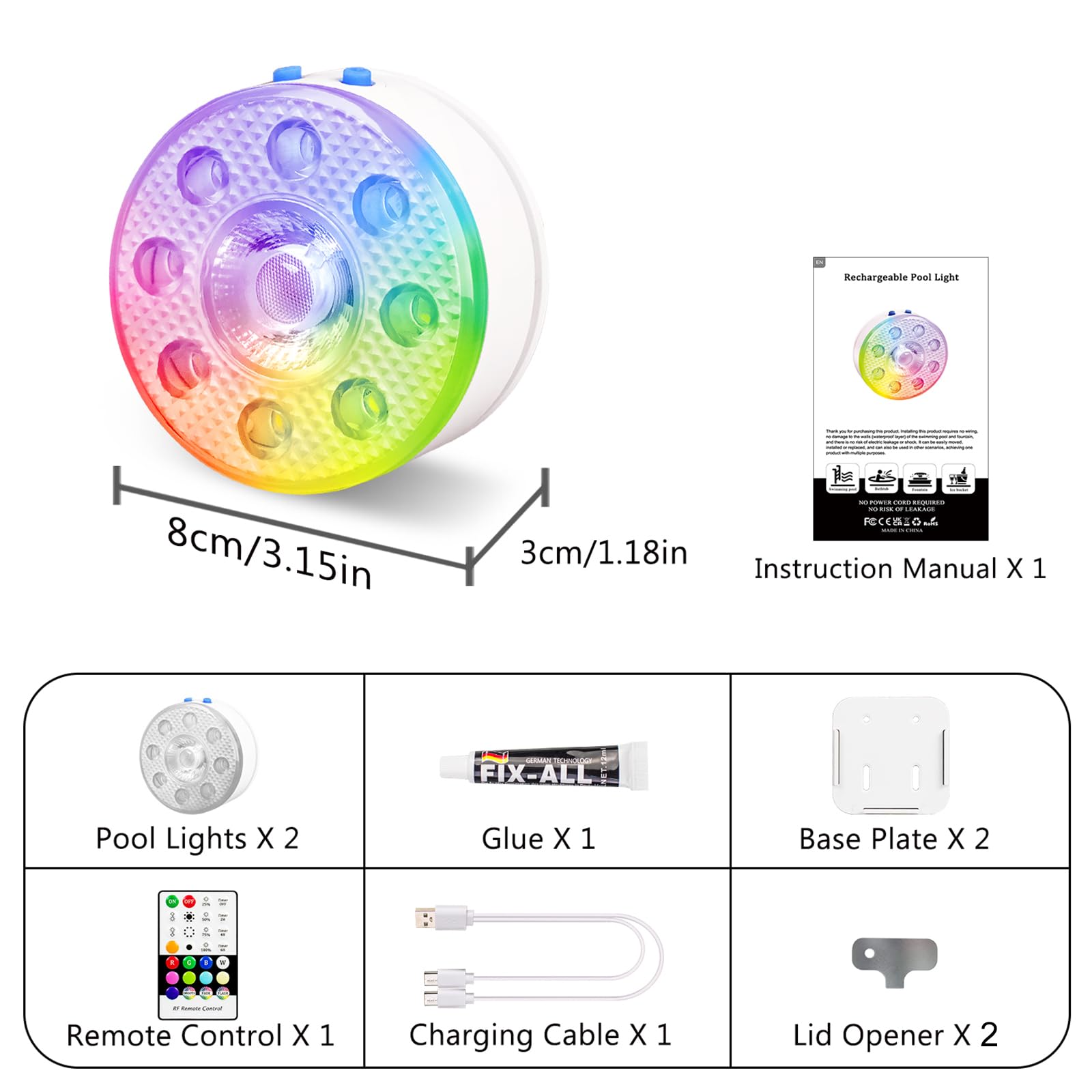 Close-up of idyl light pool lights with spotlight feature