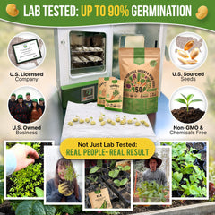 Close-up of individual seed packets from Organo Republic