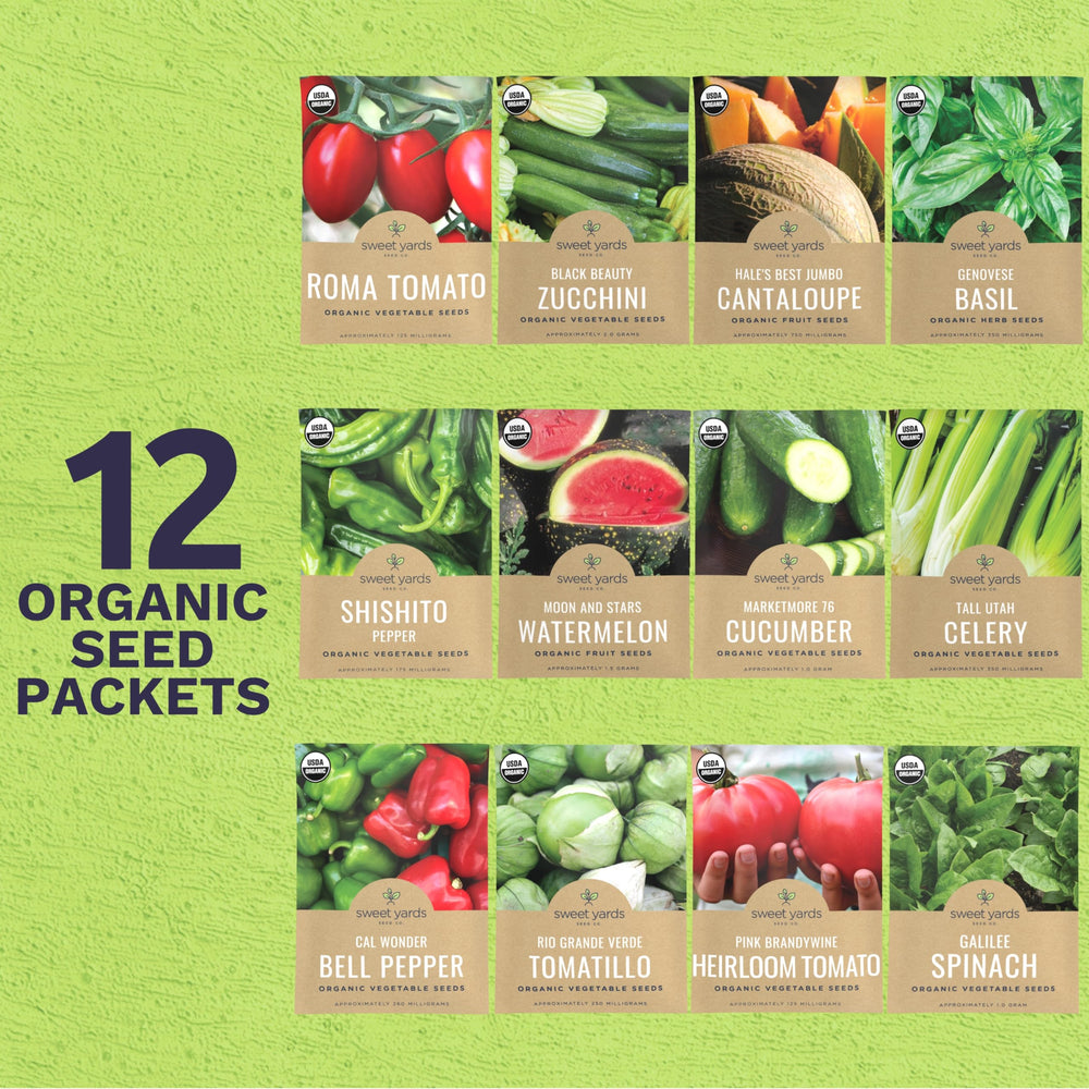 Close-up of individual seed packets in SWEET YARDS pack