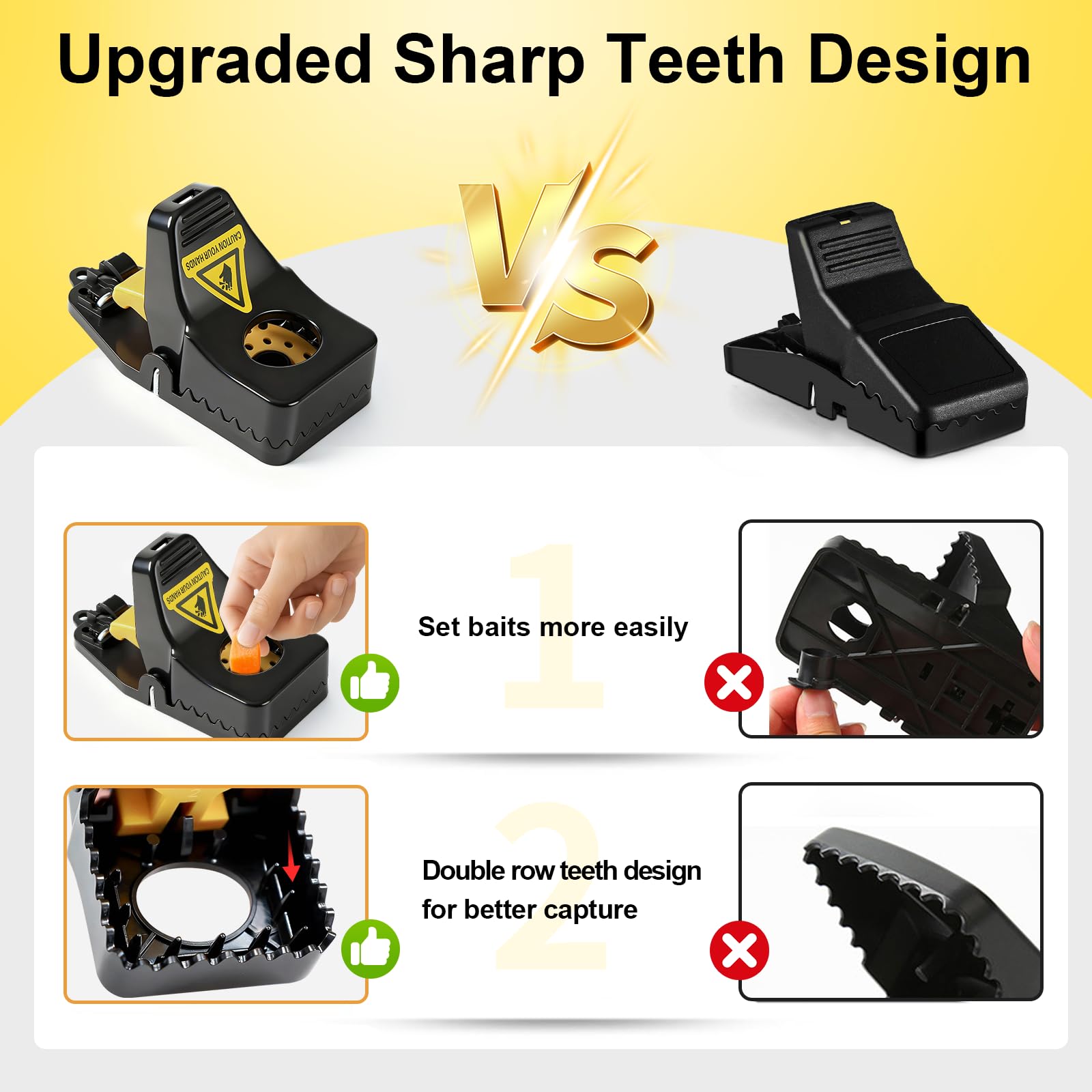 Close-up of Insoma mouse trap sharp teeth design