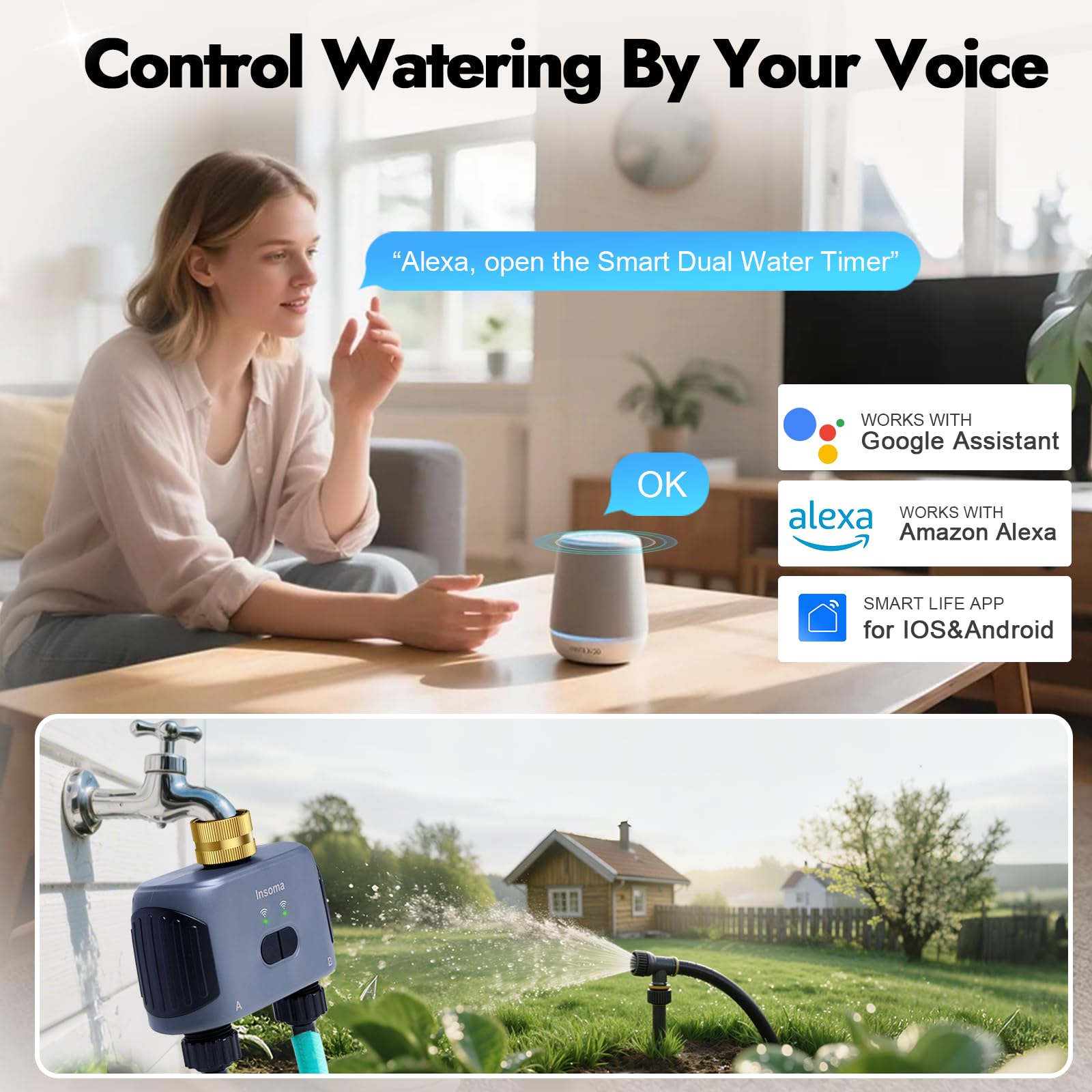 Close-up of Insoma WiFi Water Timer settings