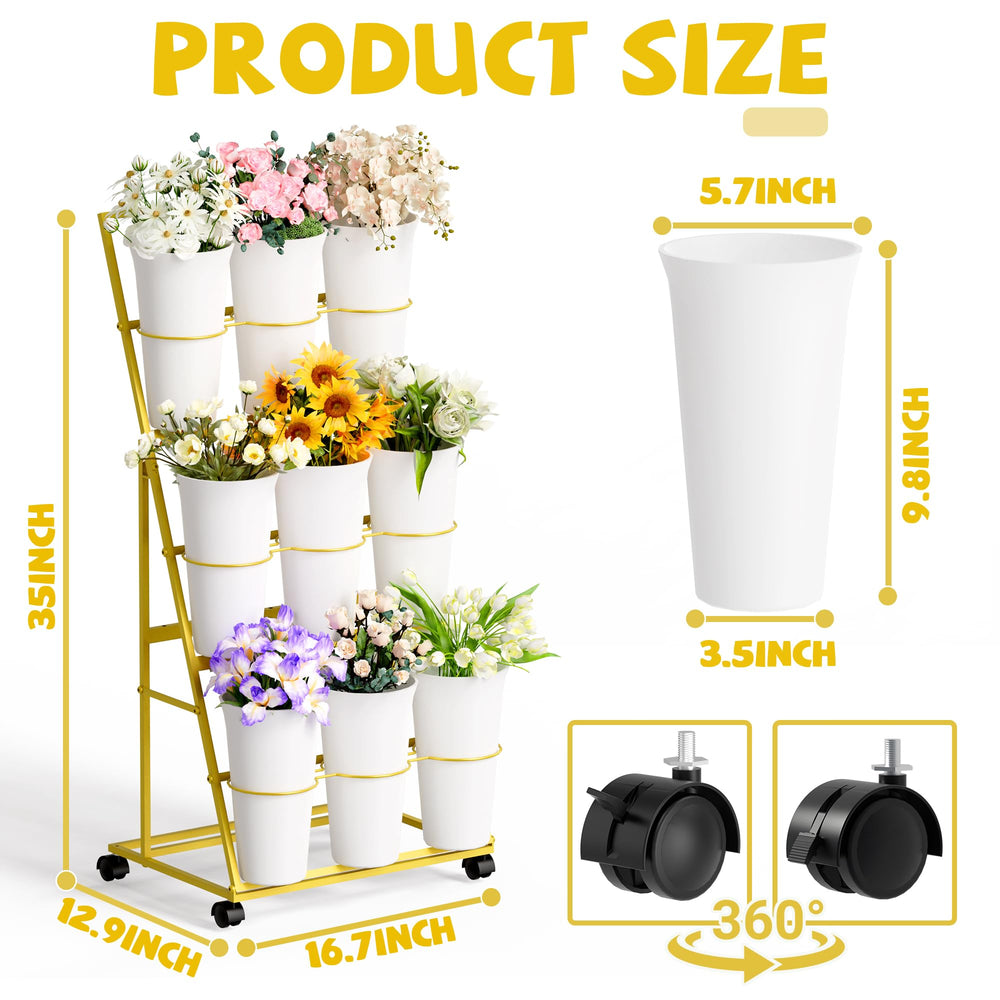 Close-up of Invech Flower Display Stand's removable flower buckets