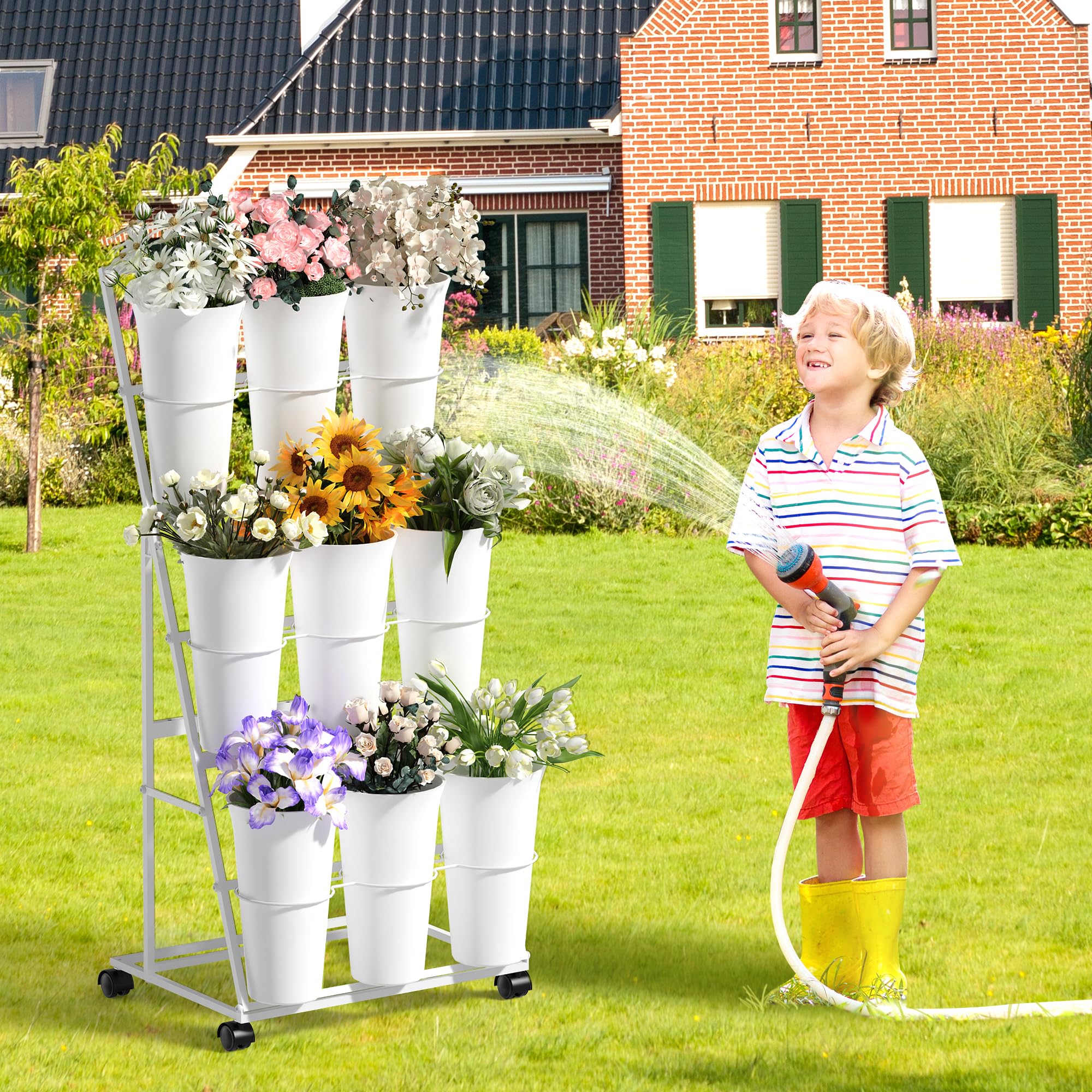 Close-up of Invech Flower Display Stand wheel with brake