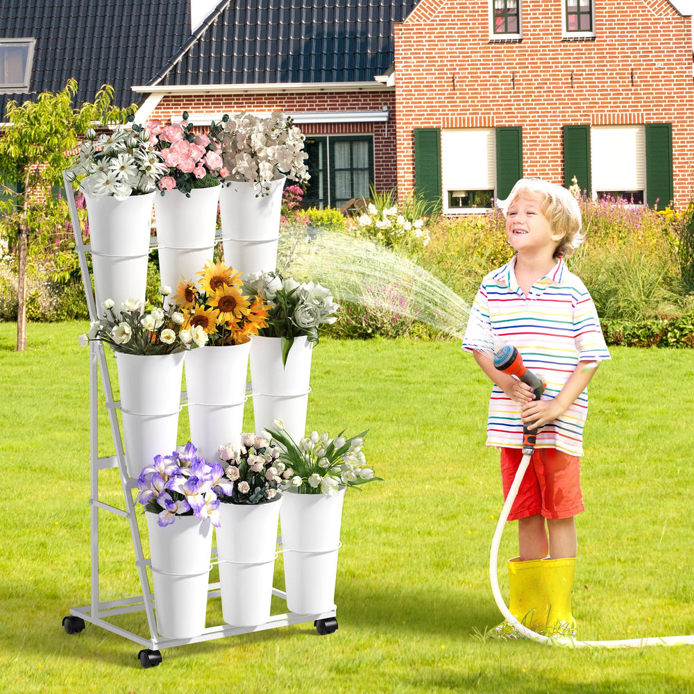 Close-up of Invech Flower Display Stand wheel with brake