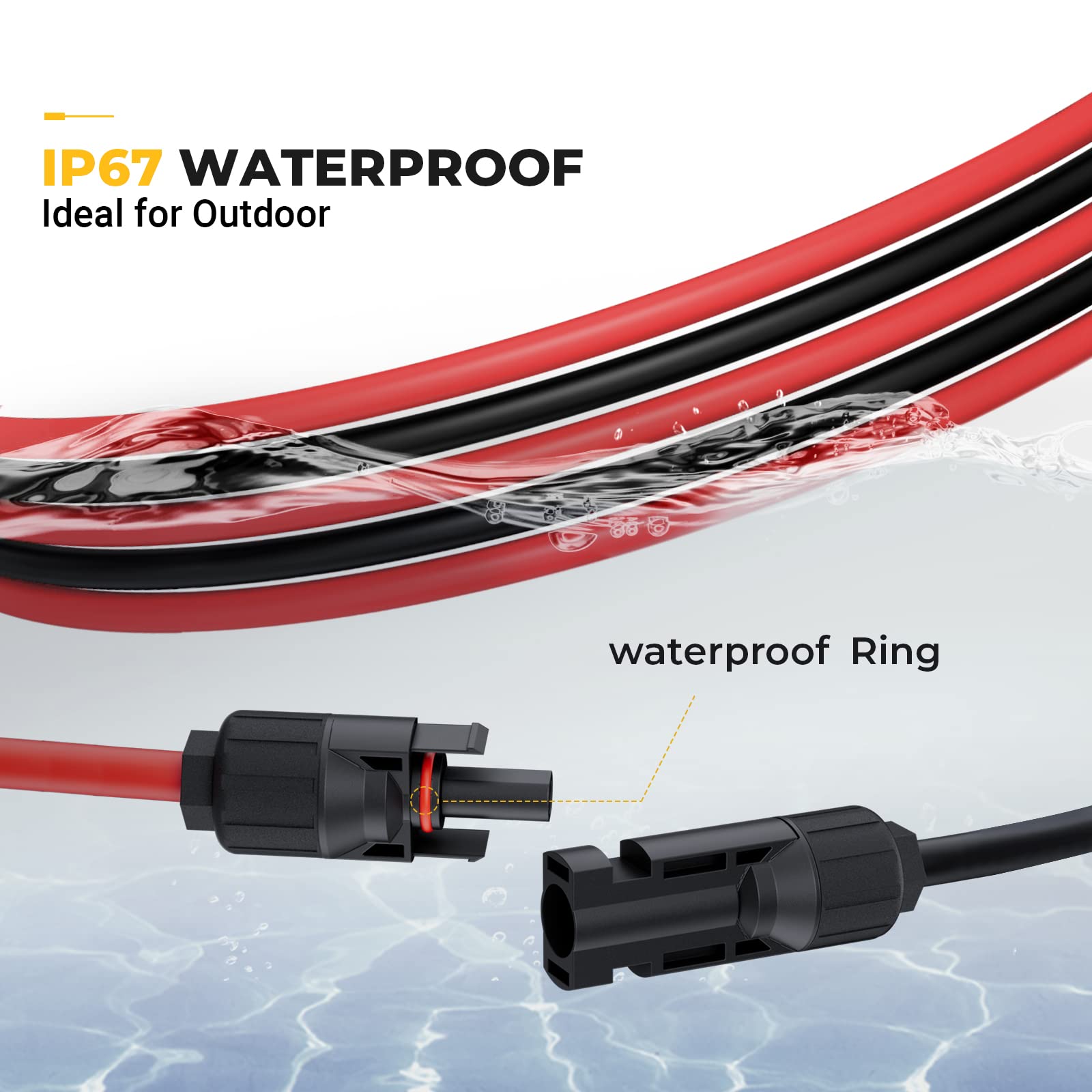 Close-up of IP67 waterproof connector on BougeRV cable