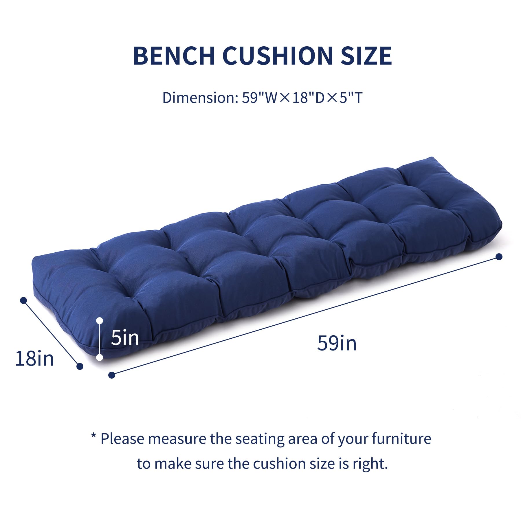 Close-up of IPYNBAP Outdoor Bench Cushion tufted design