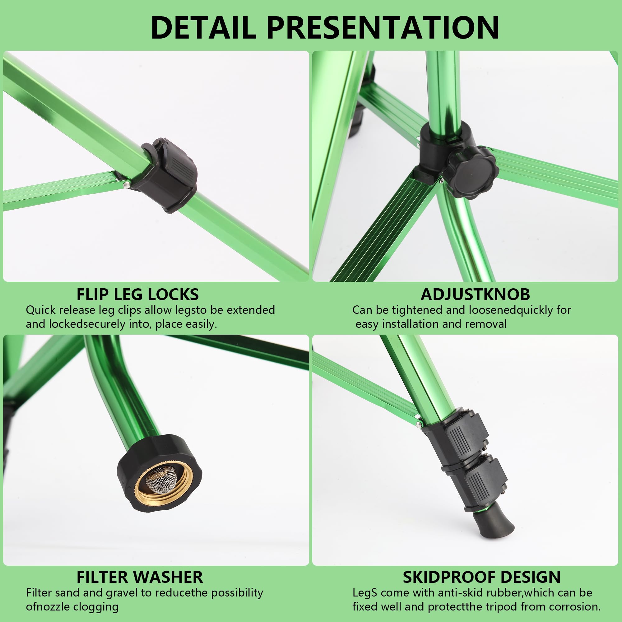Close-up of IrrStpro Green Sprinkler head and nozzle