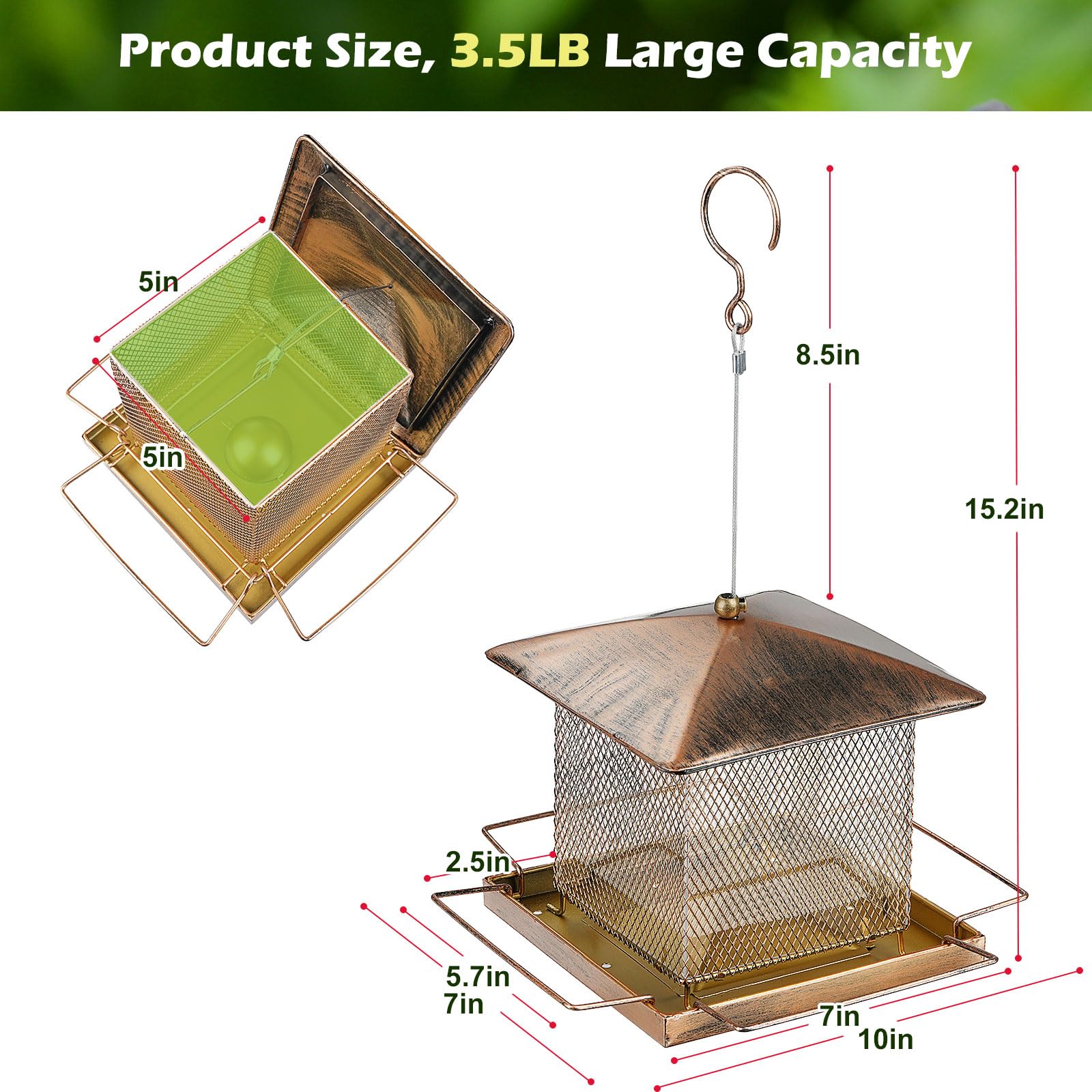 Close up of IWNTWY Bird Feeder showing copper plating