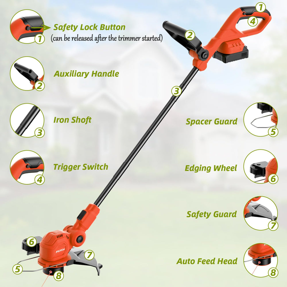 Close-up of JAGROM cordless trimmer's adjustable cutting head