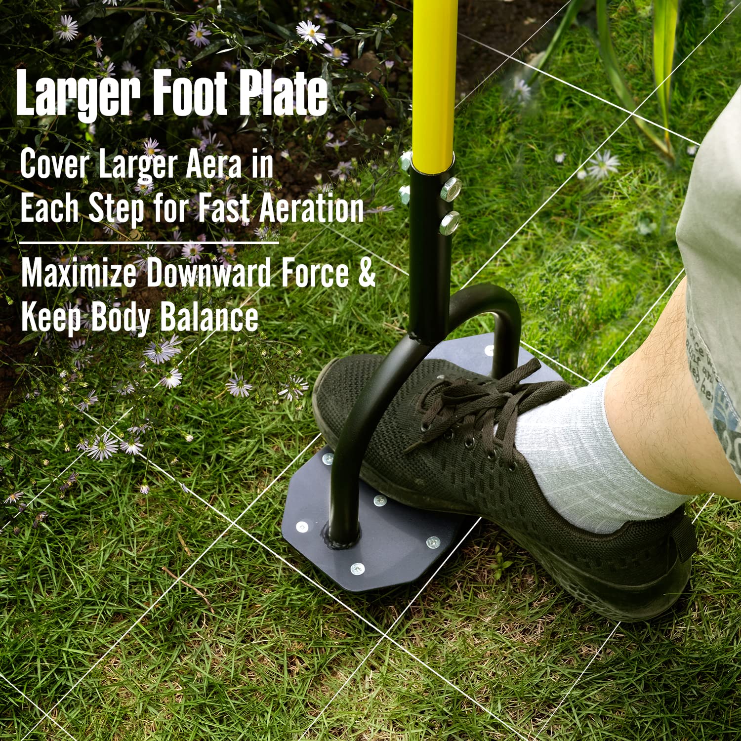 Close-up of Jardineer manual aerator foot plate