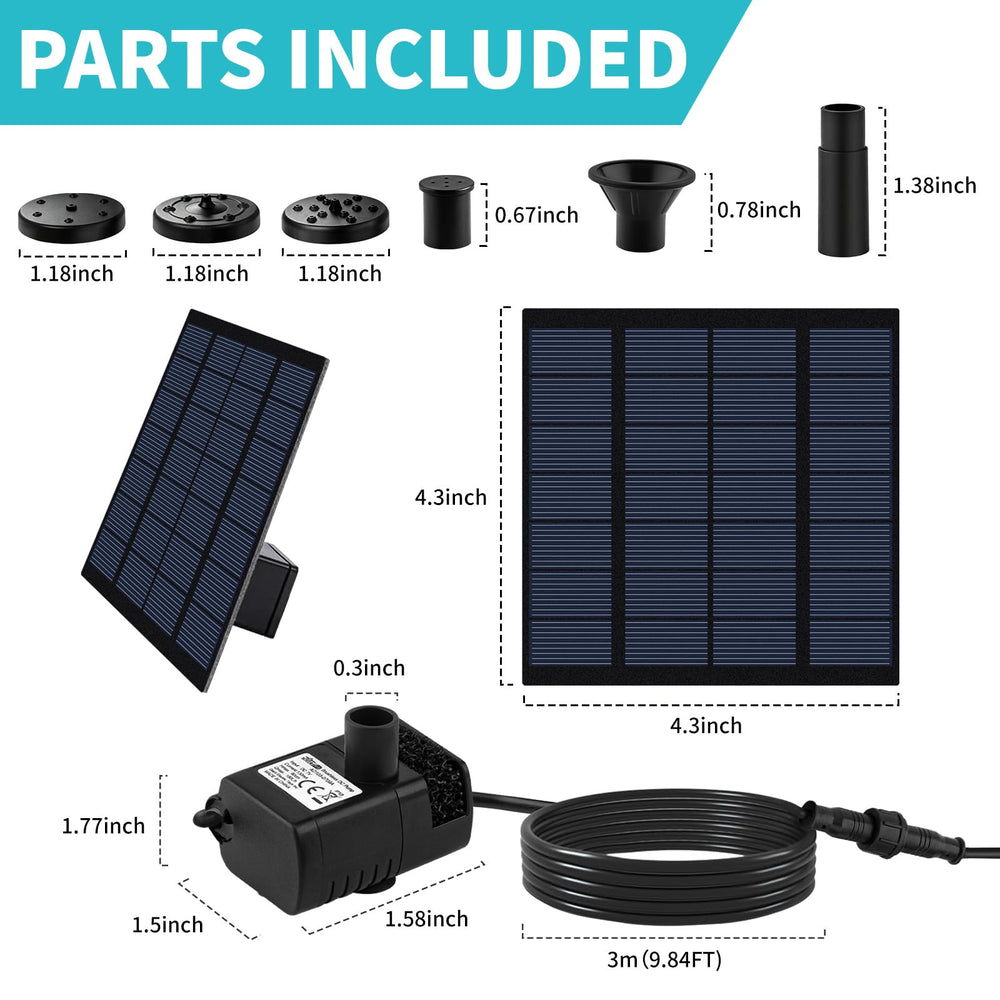 Close-up of Jbobbju Solar Fountain Pump nozzle options