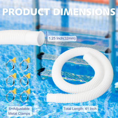 Close-up of JEKIVEY pool hose with clamps