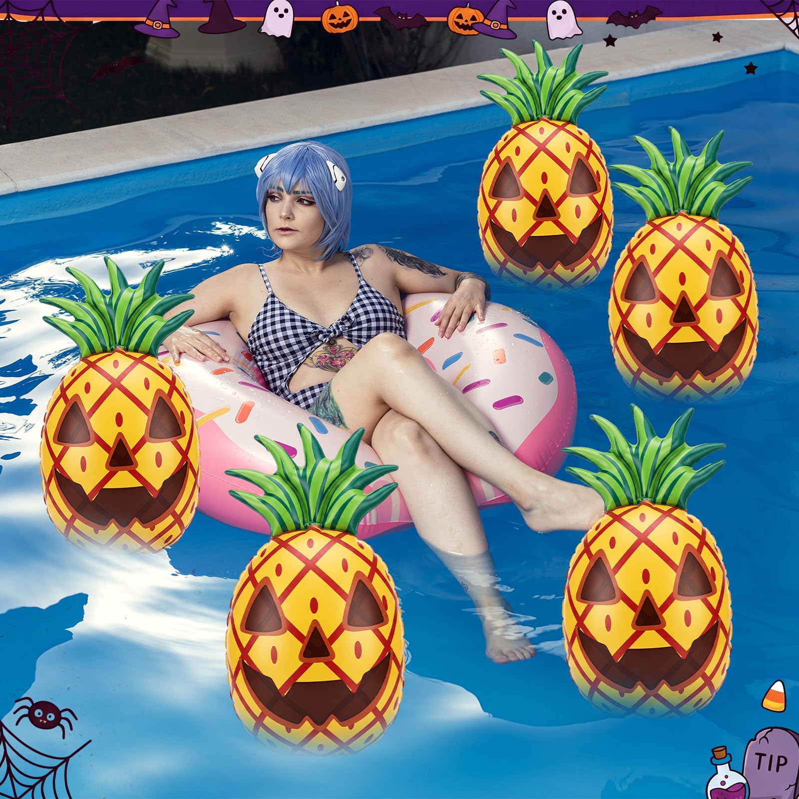 Close-up of Jenaai inflatable beach ball with jack o face