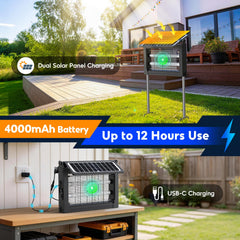 Close-up of jepwe Solar Bug Zapper UV light feature